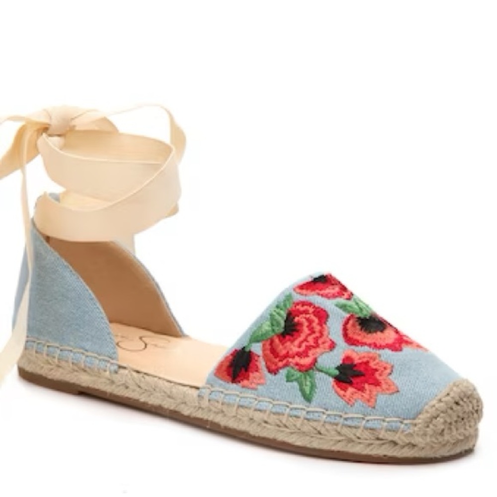 Floral Embroidery Espadrille Flat